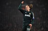 Real Madrid's Luka Modric celebrates scoring at Old Trafford in Manchester on March 5, 2013